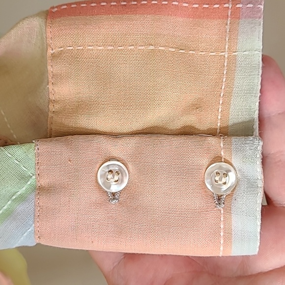 Wrangler Vintage Rare 1970's Hippie Rainbow Pastel Plaid Button Up Shirt XS/Smal - Picture 8 of 16